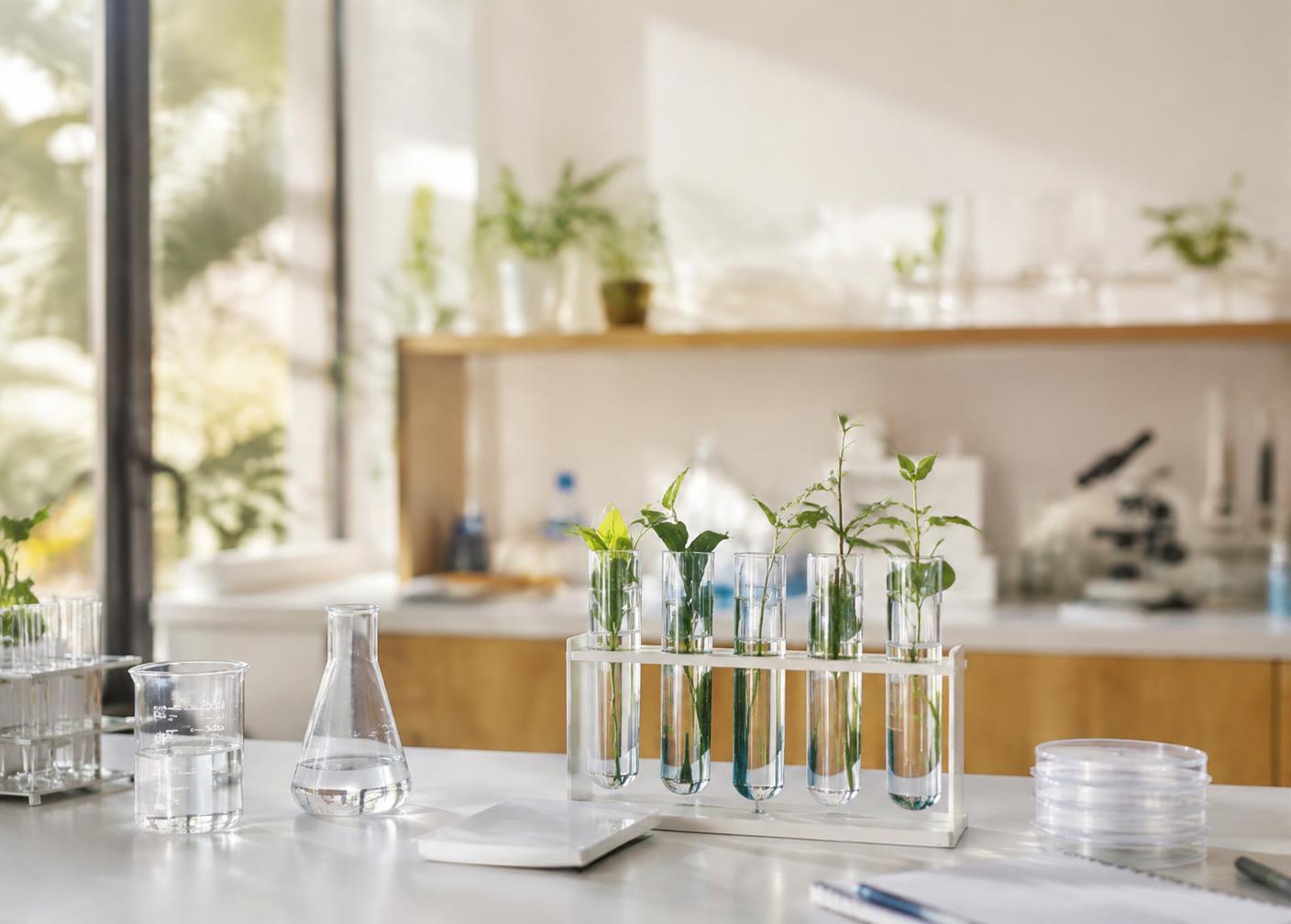 Plant cuttings arranged in soft daylight